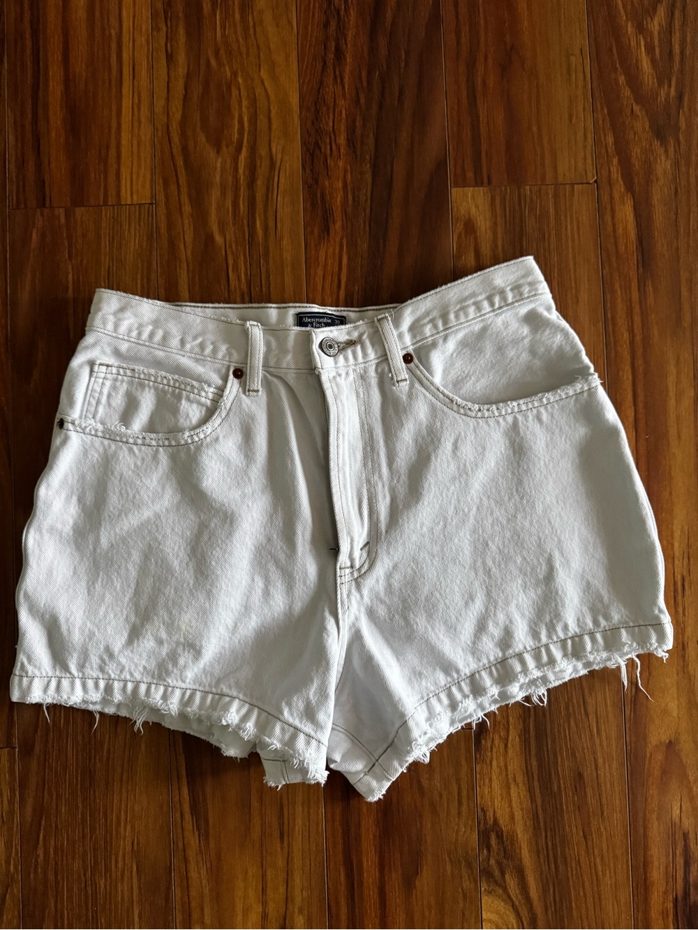 Abercrombie & Fitch White High-Rise Denim Cutoff Shorts